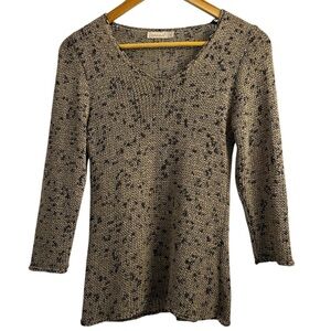 Speckled Knit V-Neck Sweater
